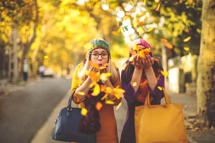 Young women are having fun in the city - autumn mood